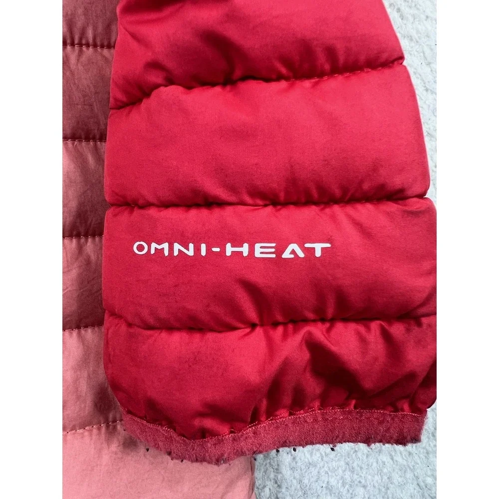 Columbia Jacket Girls Large Red Pink Omni-Heat Hooded Full Zip Puffer‎ Outdoors